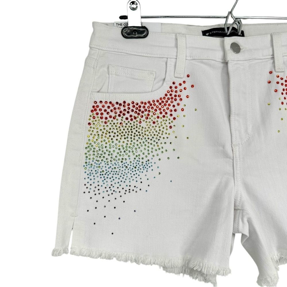 Stephanie Gottlieb x Joe’s Jeans The Ozzie 4”
Short White Rainbow Crystals sz 27 - Picture 4 of 15